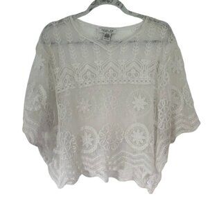 Rachel Zoe NWT boho lace sheer crop blouse – ivory/white, V-neck, one size